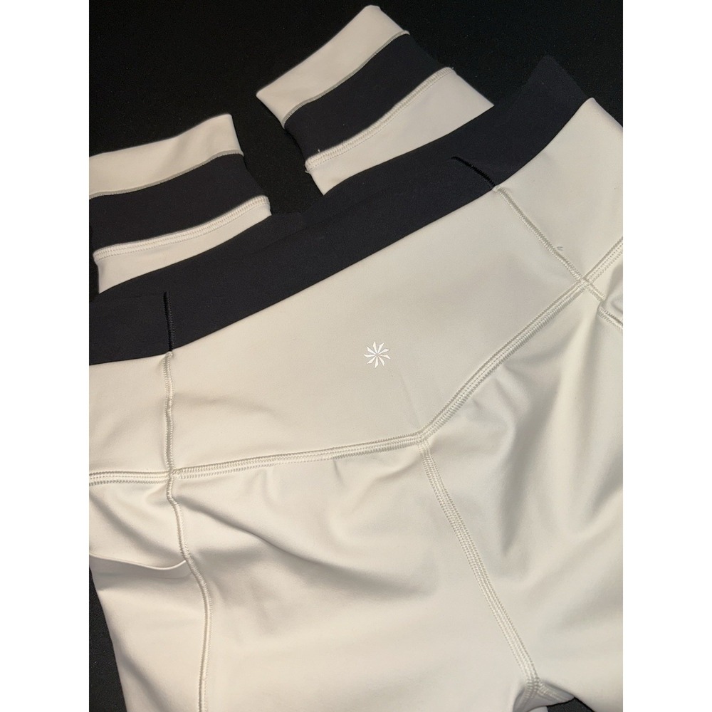 Athleta Salutation Stash Double Up Tight Leggings Beige Black Women's Size M